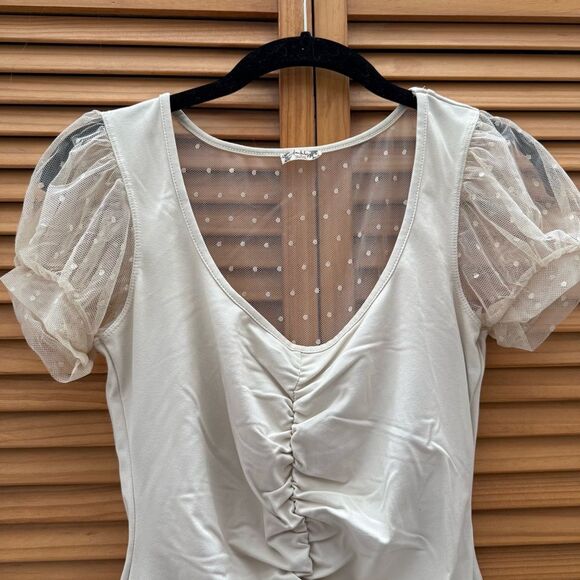 Free People cream scrunch top size small - Picture 4 of 6